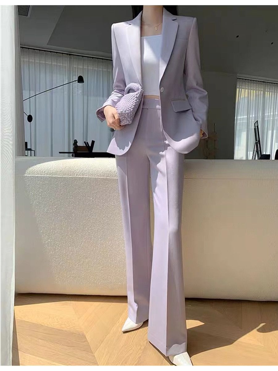Women'S Fashion Blazer - Allingentle Purple Women's 2 Piece Suit