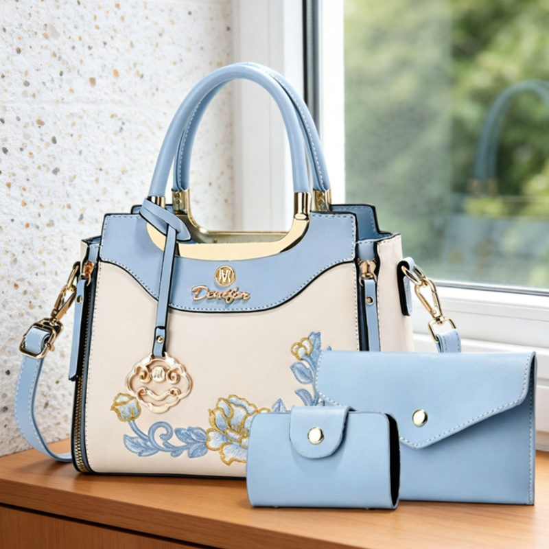 Women Fashion Handbags - 3-piece set of high-quality embroidered handbags,