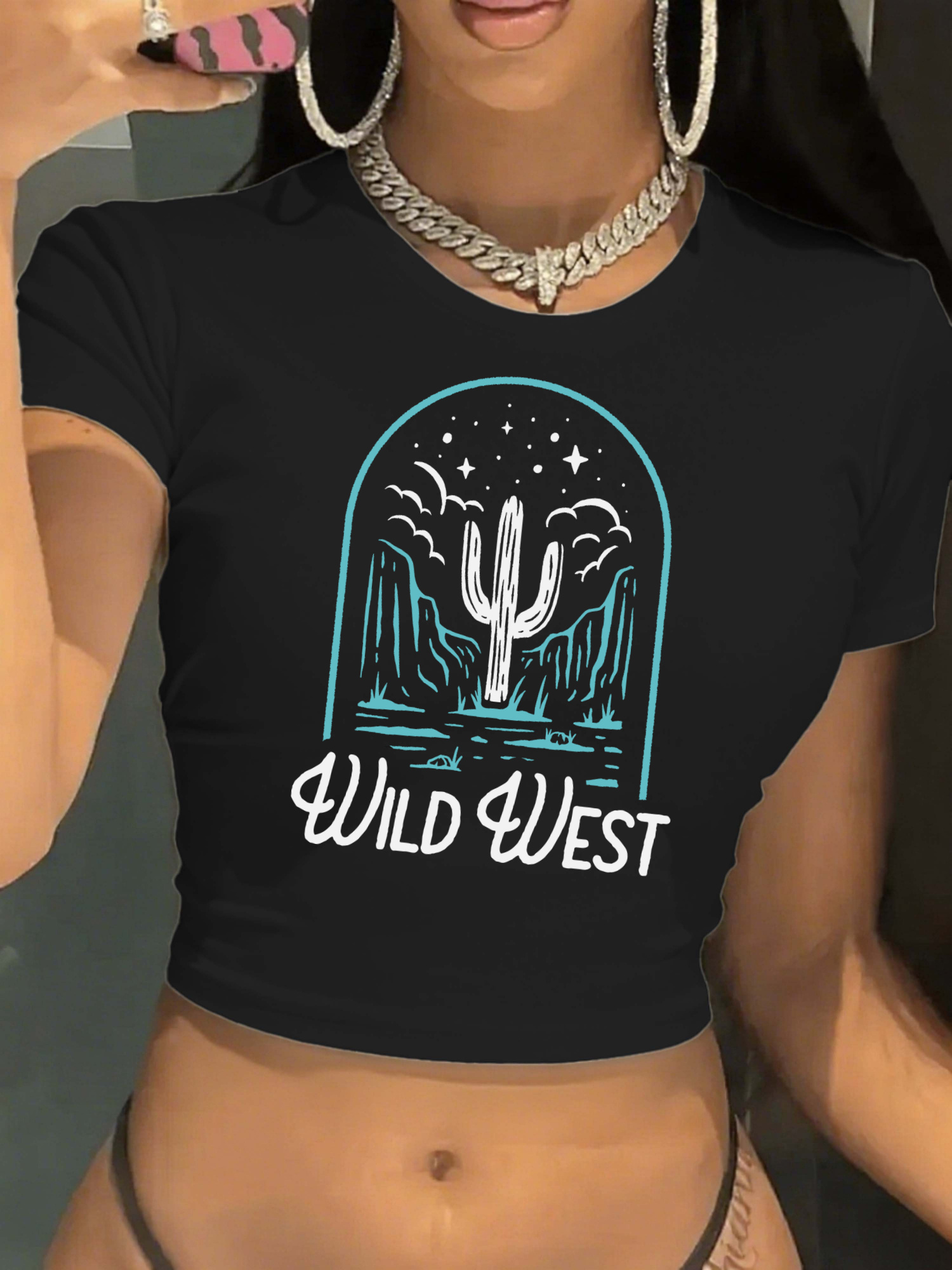 Women'S Fashion Wild West - Womens Trendy Graphic Crop Top -