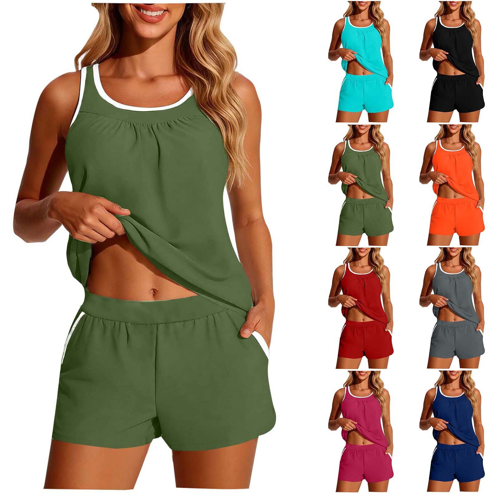 Crop Top Women - Women's 2-piece Swimwear Sleeveless Cropped Tankini