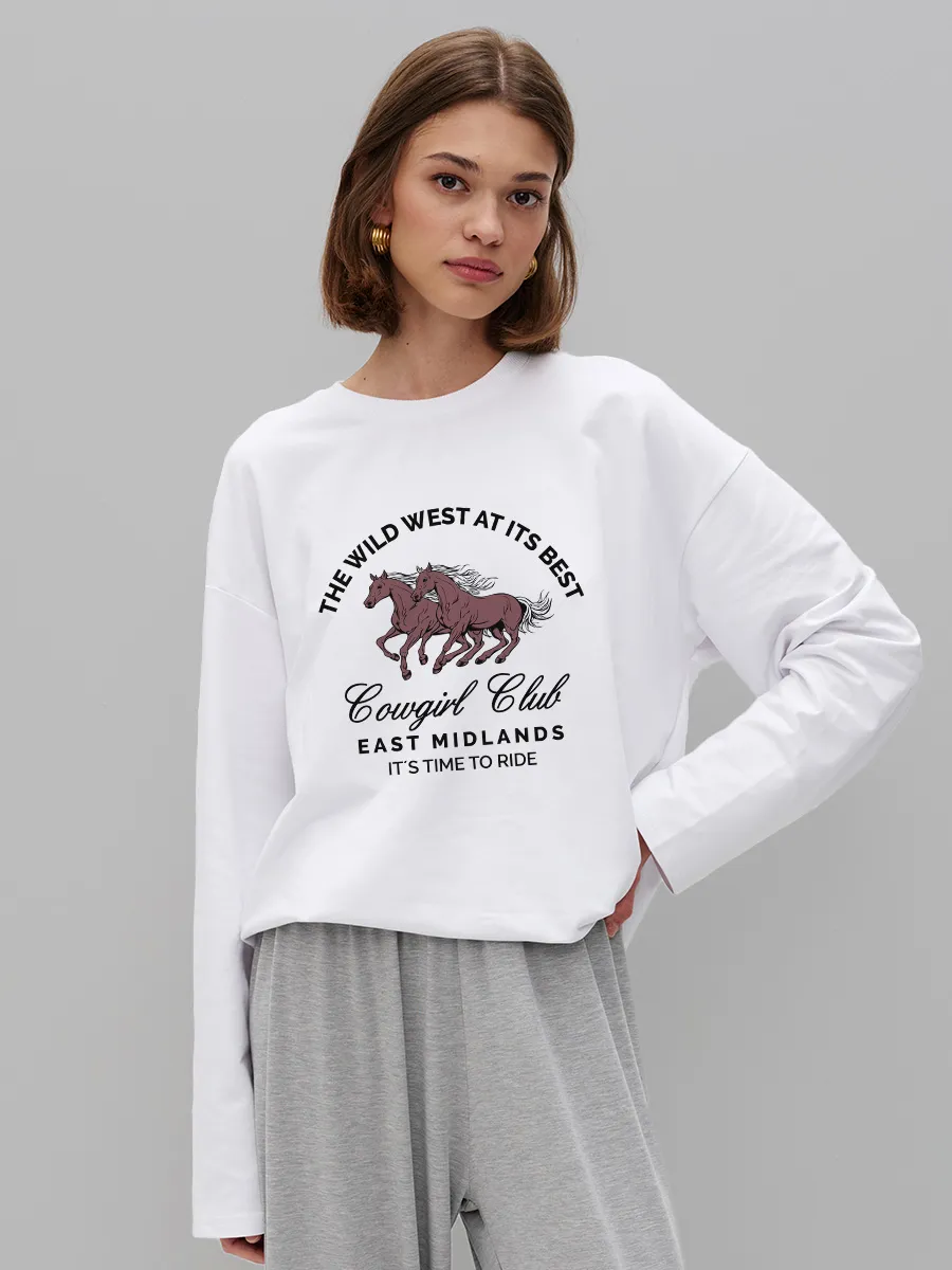 Women'S Fashion Wild West - Women's 100% Cotton Long Sleeve T‑Shirt