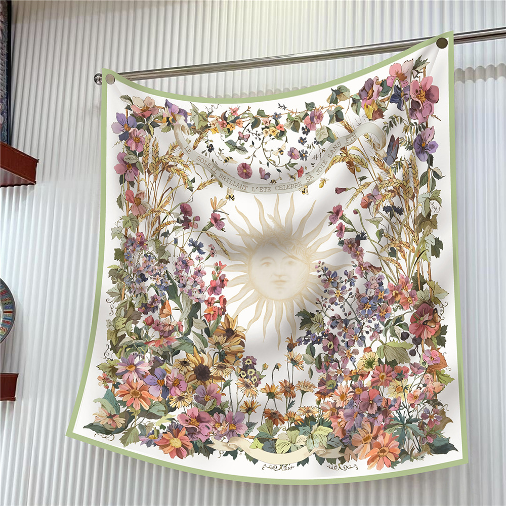 Women Fashion Drawing - Silk Scarf Women Trees Printed Square