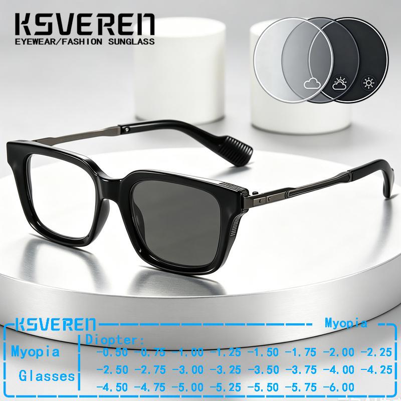 Women'S Fashion Glasses With Clear Lenses - Luxury Design Square Photochromic Myopia Glasses