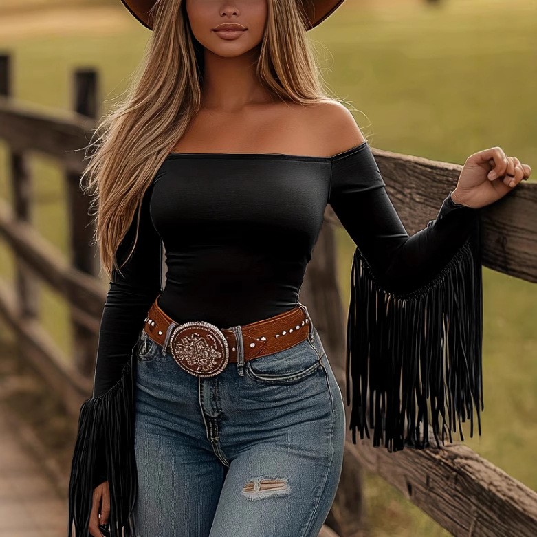 Women Clothes Blouse Fringe De - Crop Top Women review and price