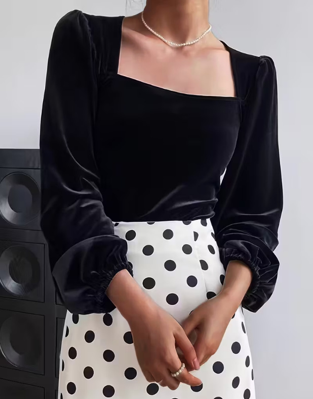 Women Black Velvet Square Neck - Crop Top Women review and price