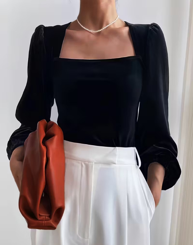 Women Black Velvet Square Neck - Crop Top Women review and price