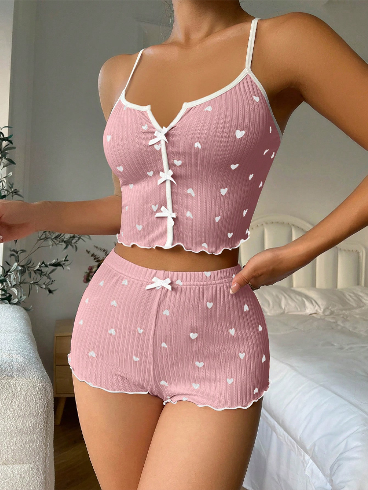 2026 new Sexy Heart Print Paja - V Neck Cami Top review and price