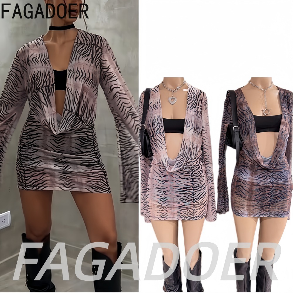 FAGADOER Y2K Retro Tiger Strip - Ruched Dress Mini review and price