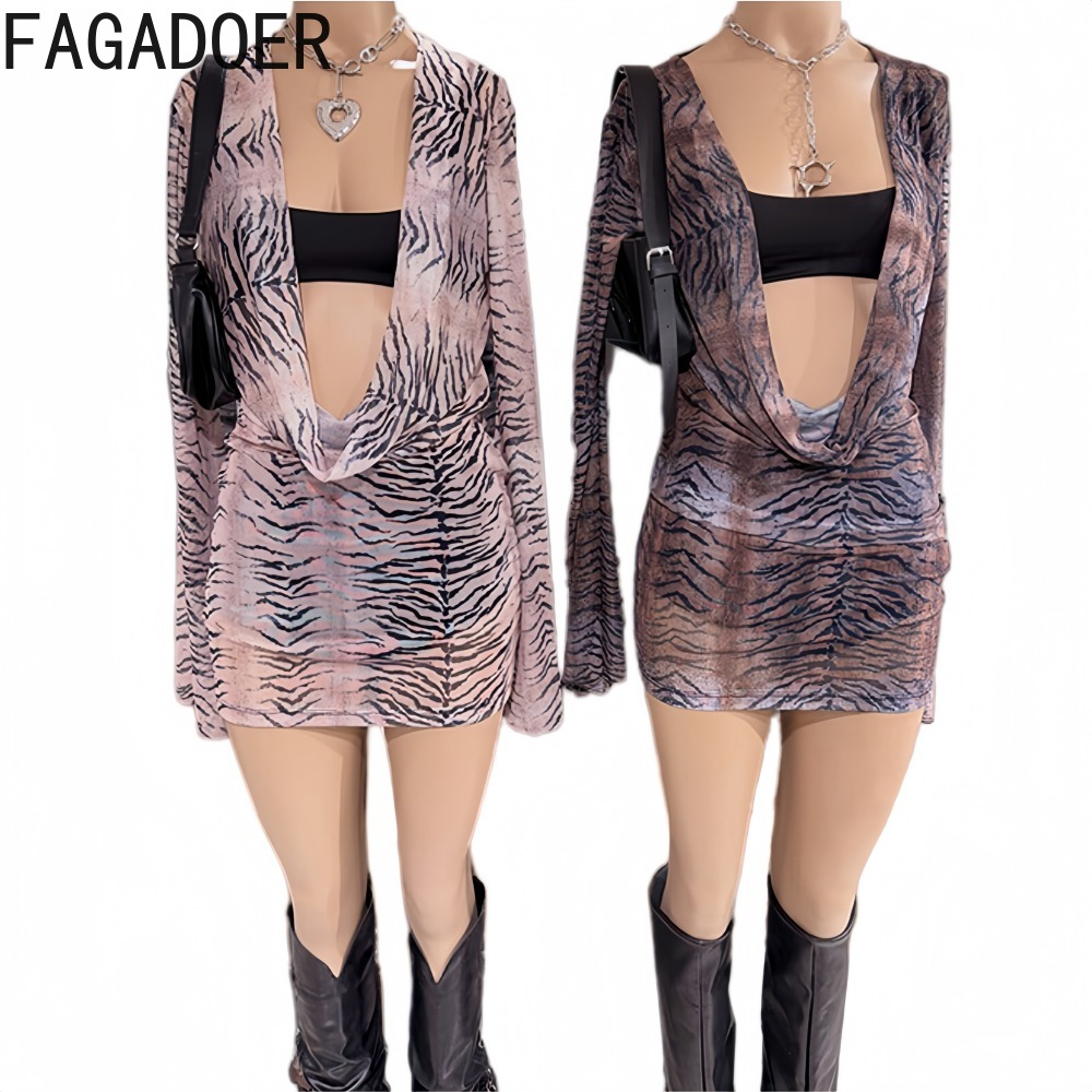 FAGADOER Y2K Retro Tiger Strip - Ruched Dress Mini review and price