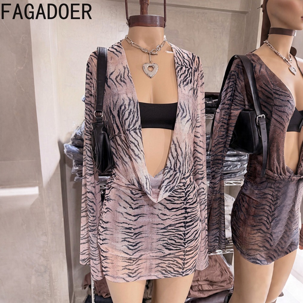 FAGADOER Y2K Retro Tiger Strip - Ruched Dress Mini review and price