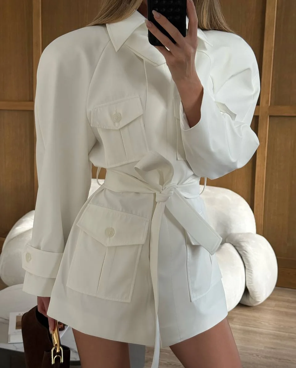 Lady White Cargo Shirt Jacket  - Women'S Fashion Utility Belt review and price