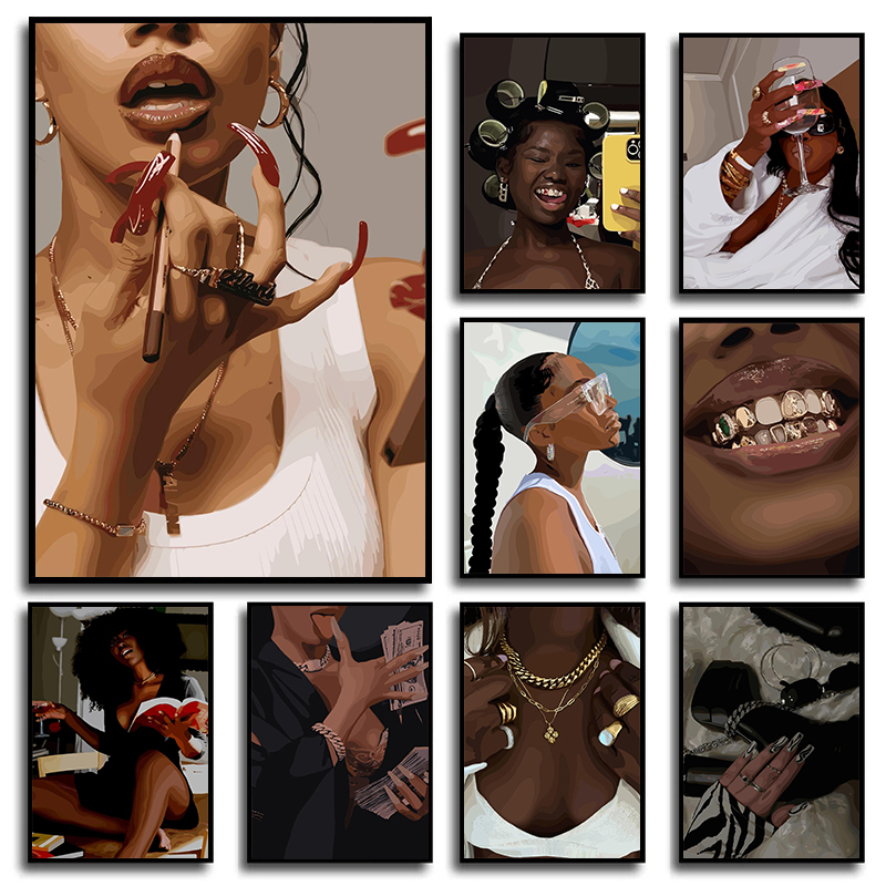 Modern African American Black  - Women Fashion Drawing review and price
