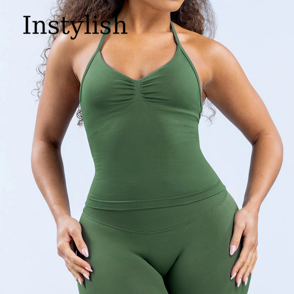 Women Seamless Yoga 2 Piece Se - V Neck Cami Top review and price