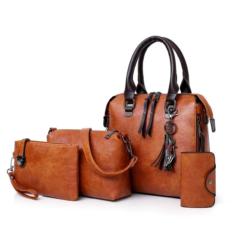 4Pcs Solid Color Bag Set With  - Women Fashion Handbags review and price