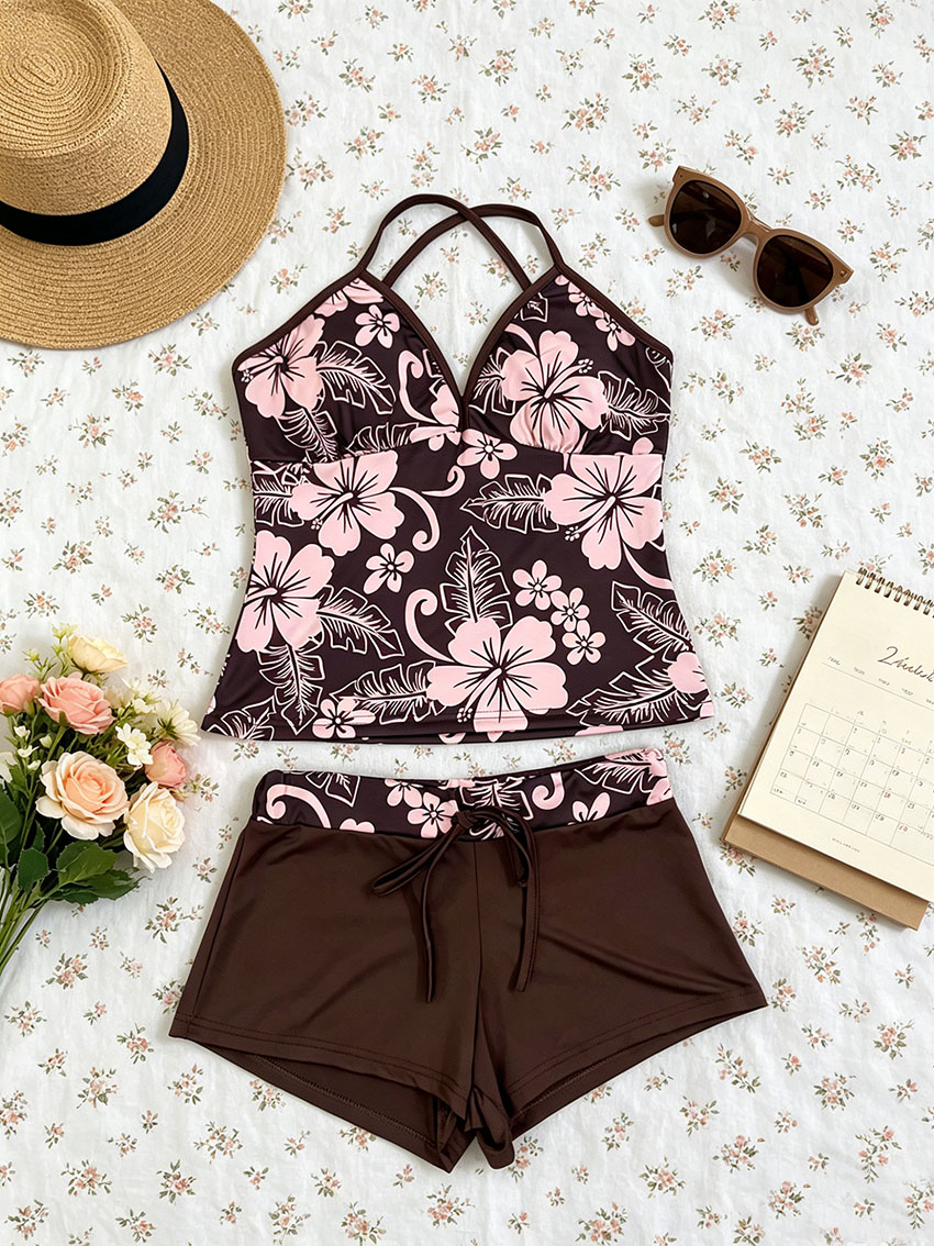 Y2K Ladies Tropical Hibiscus M - V Neck Cami Top review and price