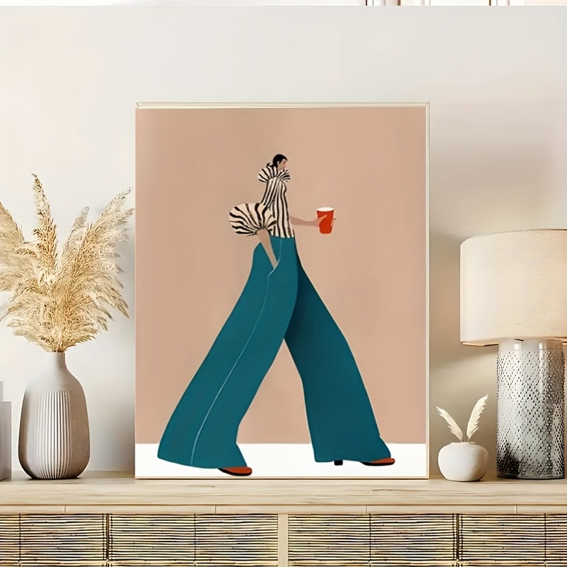 Fashionable Blue Pants Woman P - Women Fashion Drawing review and price
